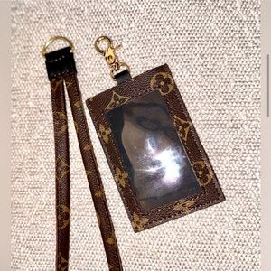 🤎🩷 LV Monogram Custom Lanyard ID Holder handmade